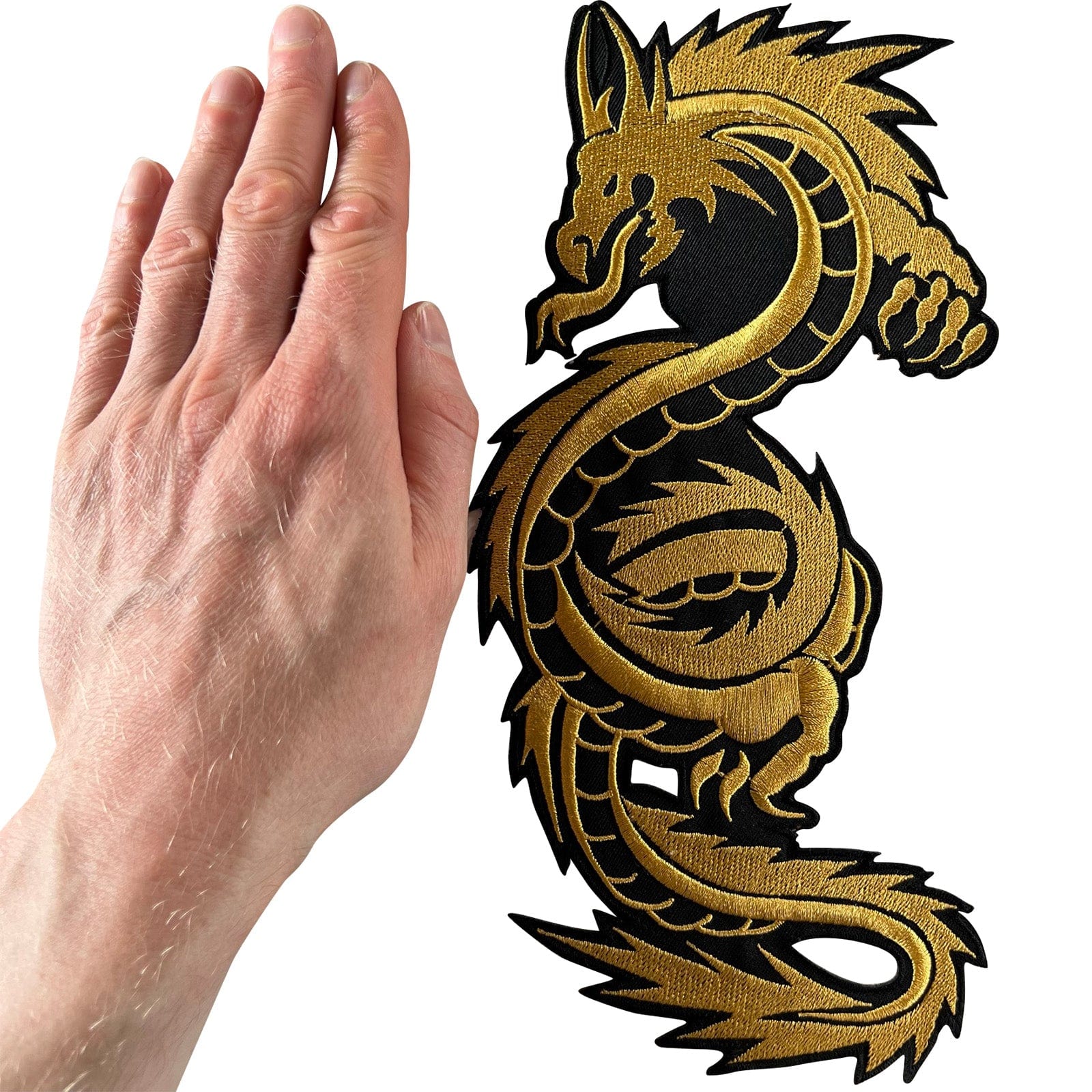 Big Large Gold Chinese Dragon Patch Iron Sew On Clothes Jacket Embroidered Badge