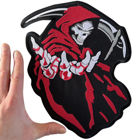 Big Large Grim Reaper Motorcycle Jacket Patch Iron Sew On Back Embroidered Badge