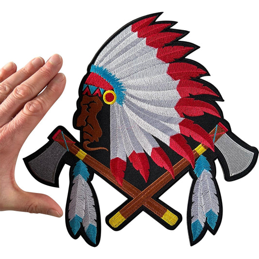 Big Large Indian Back Patch Feather Tomahawk Jacket Clothes Embroidery Applique