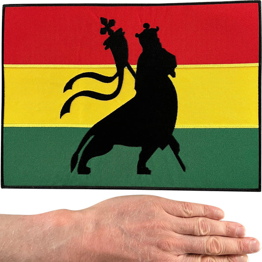Big Large Iron On Sew On Rasta Flag Lion Of Judah Patch Africa Embroidered Badge
