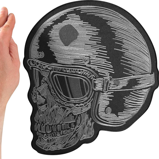 Big Large Iron Sew On Back Patch Badge Skull Motorbike Helmet Motorcycle Goggles