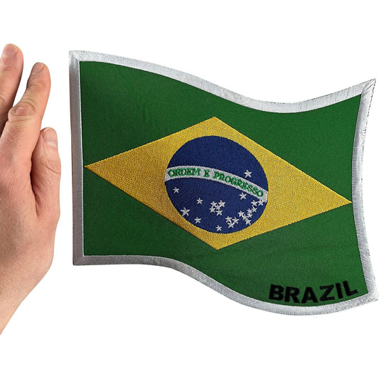 Big Large Iron Sew On Brazil Flag Patch Embroidered Badge For Jacket Clothes Bag
