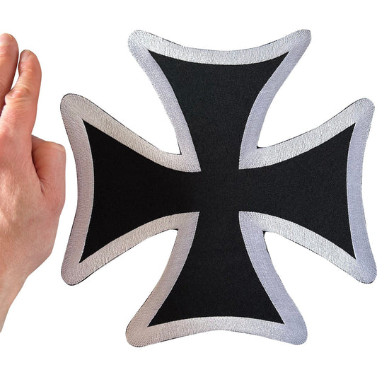 Big Large Iron Sew On Cross Patch Denim Leather Jacket Biker Embroidered Badge