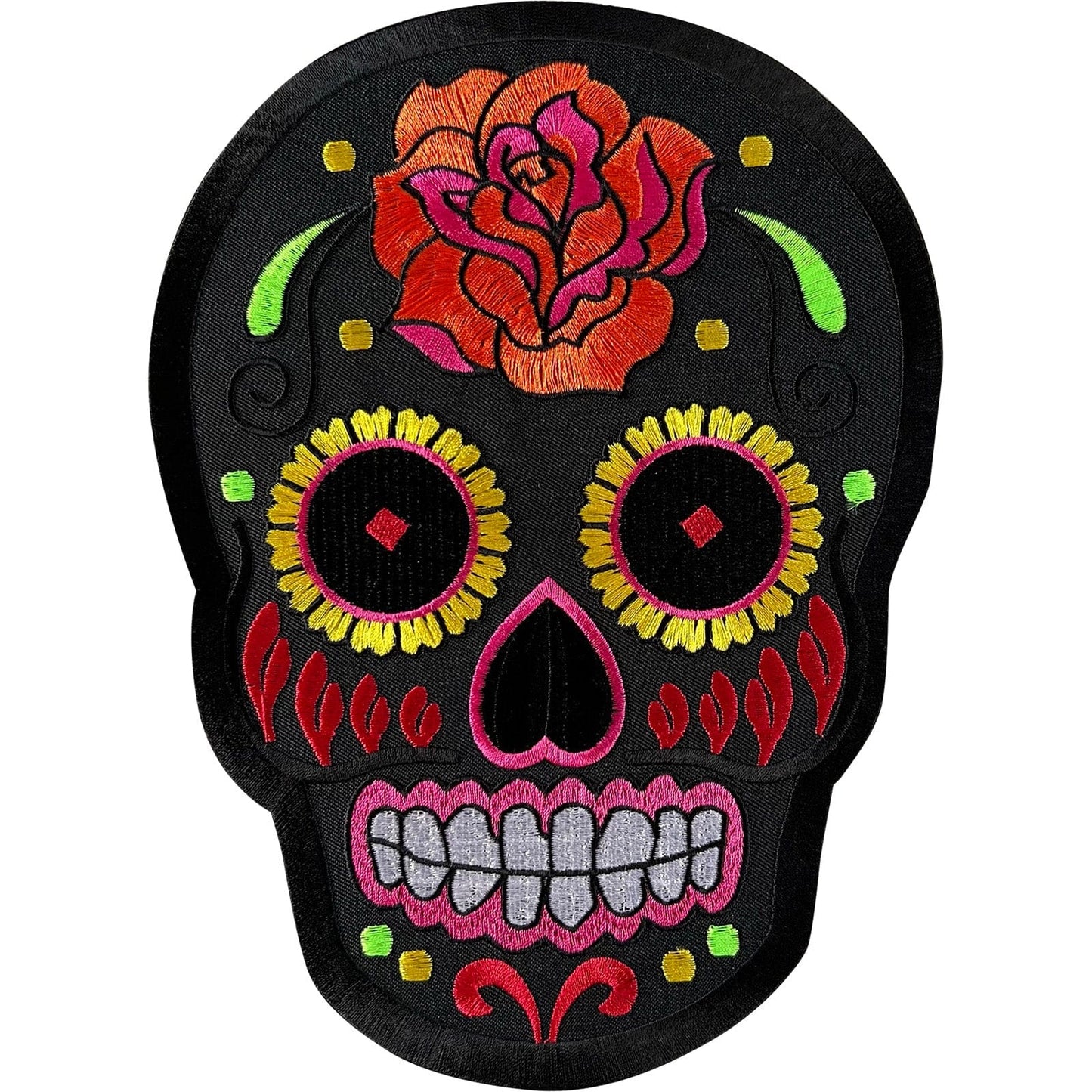 Big Large Mexican Day Of The Dead Sugar Skull Patch Iron Sew On Embroidery Badge
