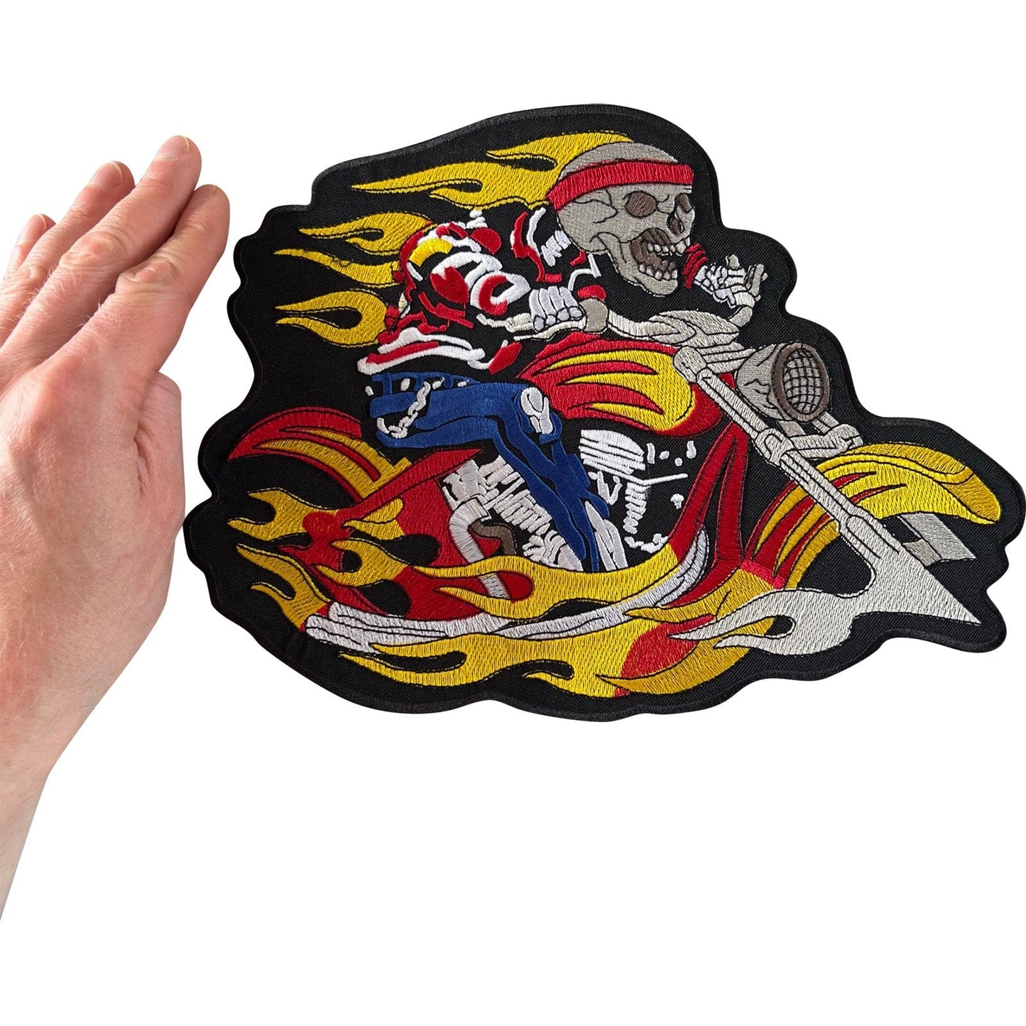 Big Large Skeleton Biker Iron Sew On Patch Motorbike Motorcycle Clothing Badge