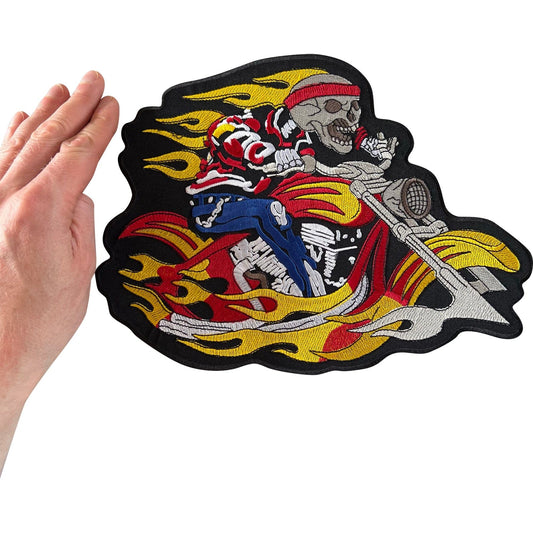Big Large Skeleton Biker Iron Sew On Patch Motorbike Motorcycle Clothing Badge
