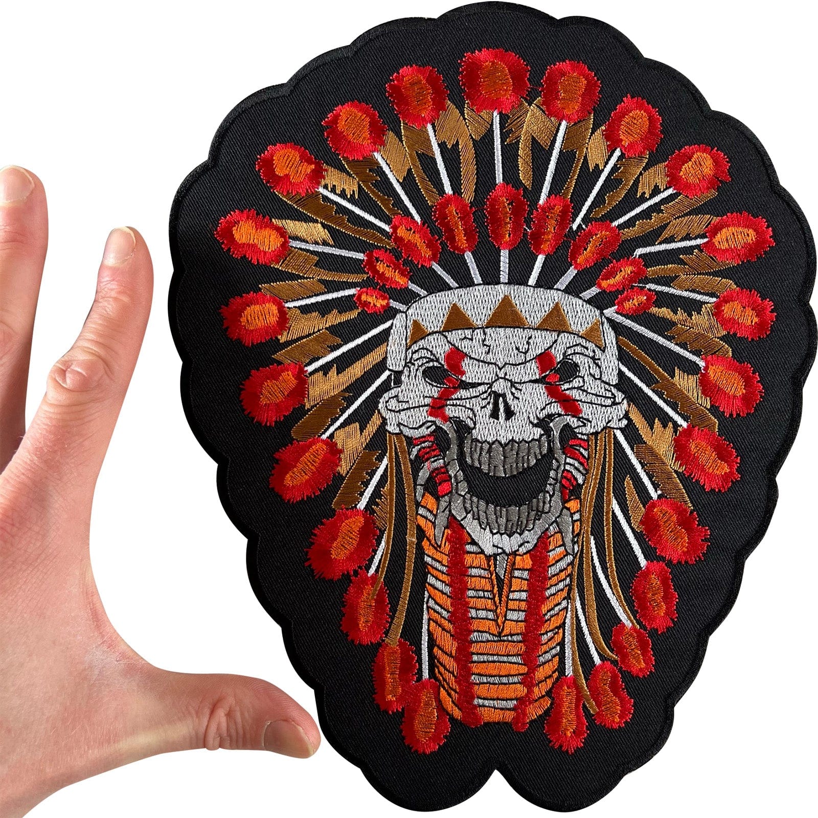 Big Large Skull Indian Patch Iron On Sew On Coat Denim Leather Motorbike Jacket