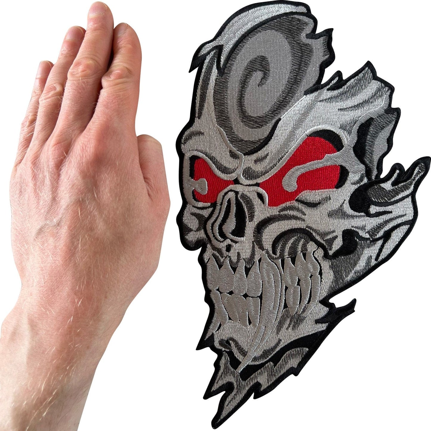 Big Large Skull Patch Iron Sew On Jacket Coat Clothes Embroidered Badge Applique