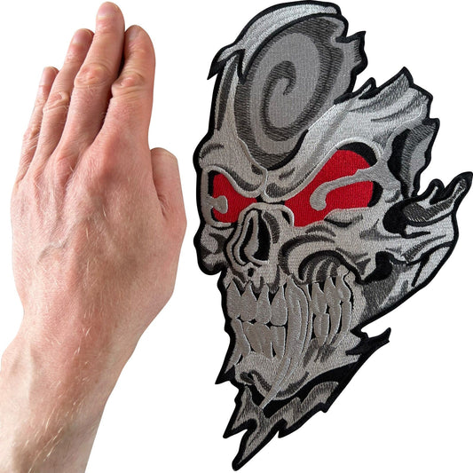 Big Large Skull Patch Iron Sew On Jacket Coat Clothes Embroidered Badge Applique