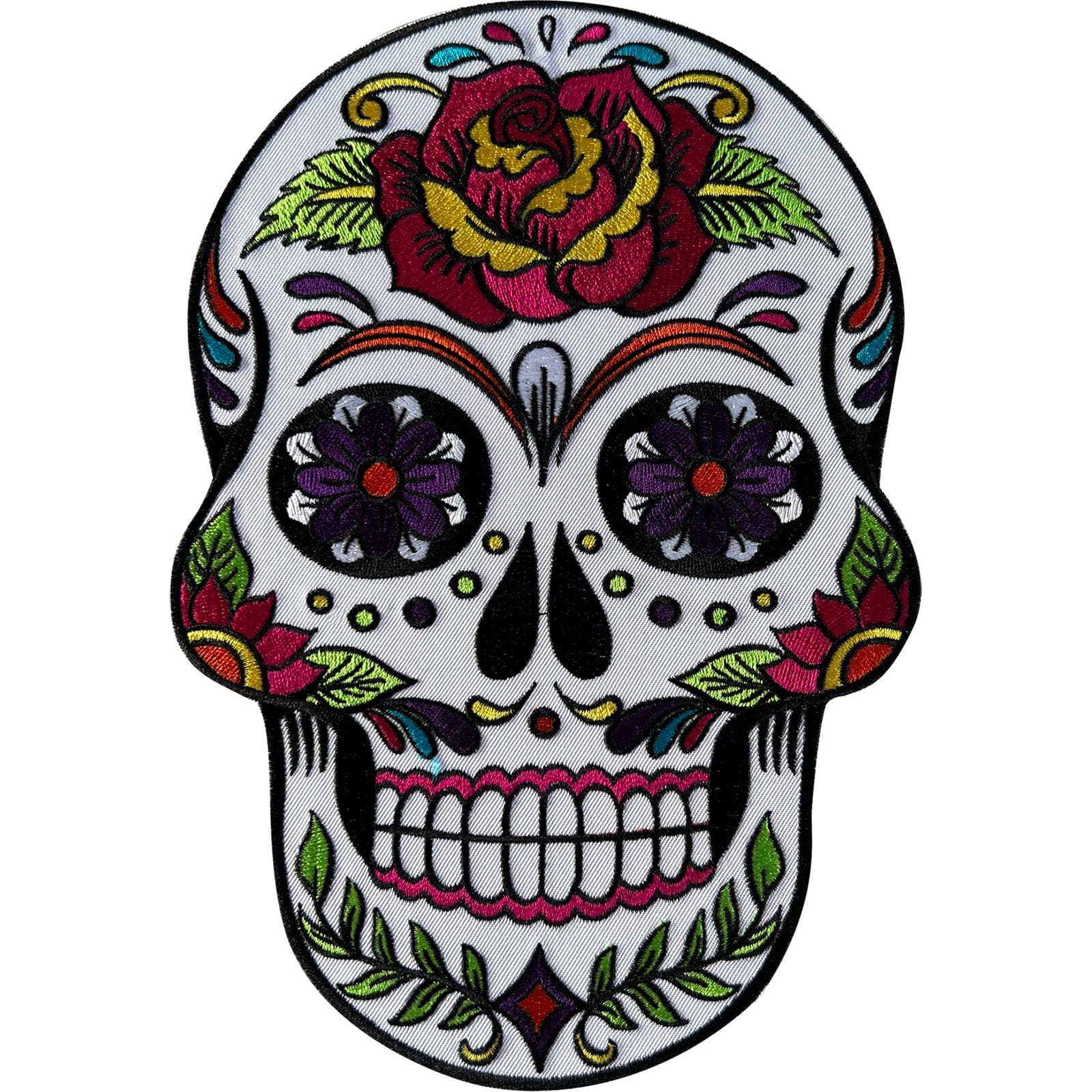 Big Large Sugar Skull Patch Iron Sew On Denim Leather Jacket Embroidered Badge