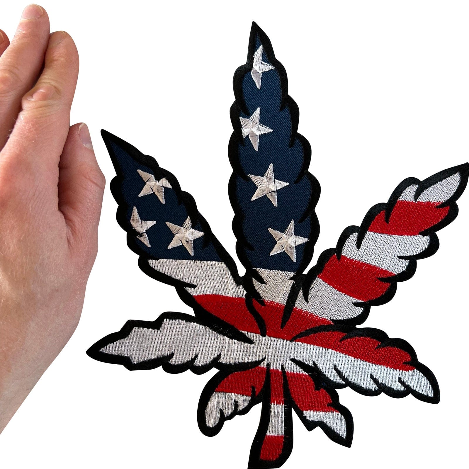Big Large USA Flag Cannabis Leaf Patch Iron Sew On Jacket Coat Embroidered Badge