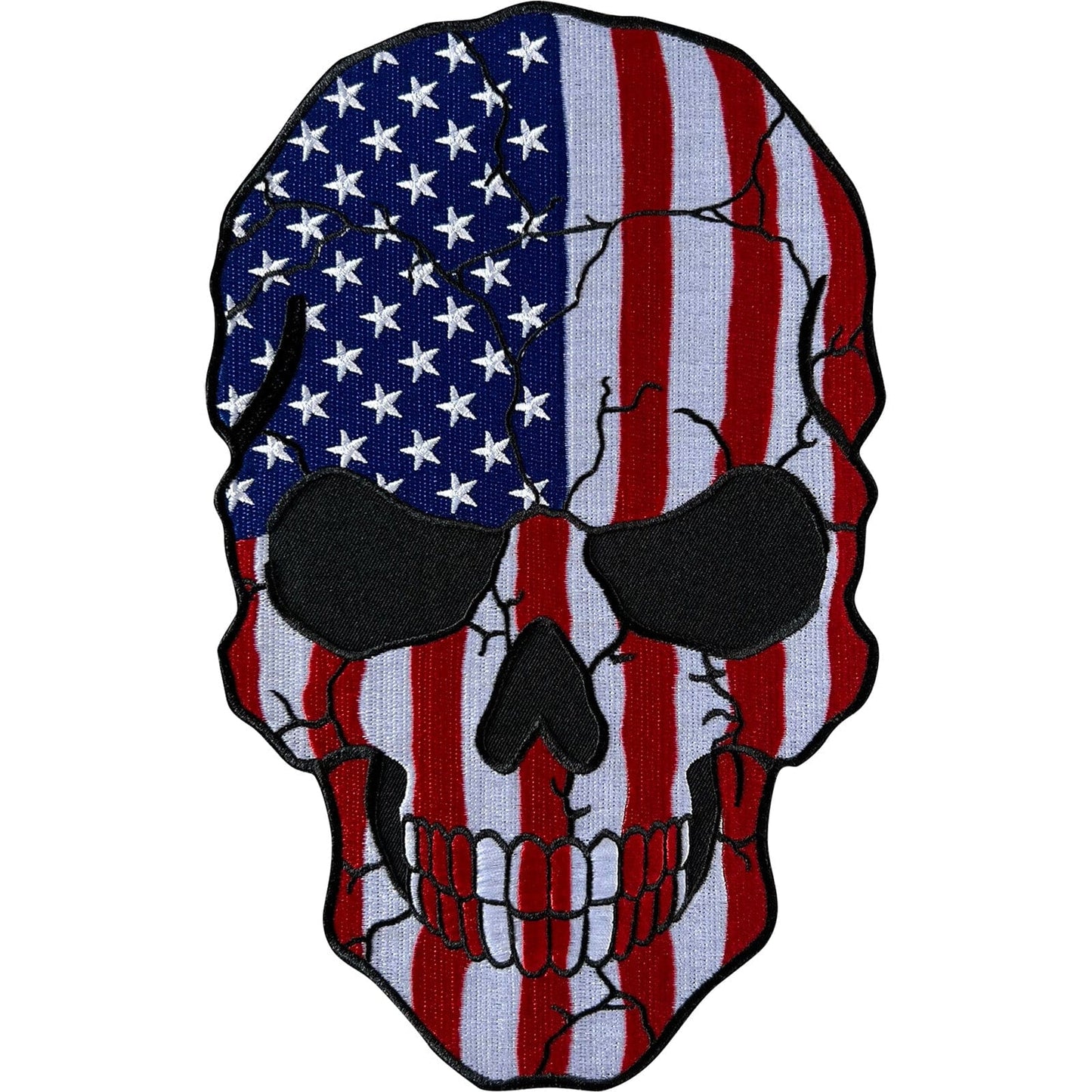 Big Large USA Flag Skull Patch Iron Sew On Jacket United States of America Badge