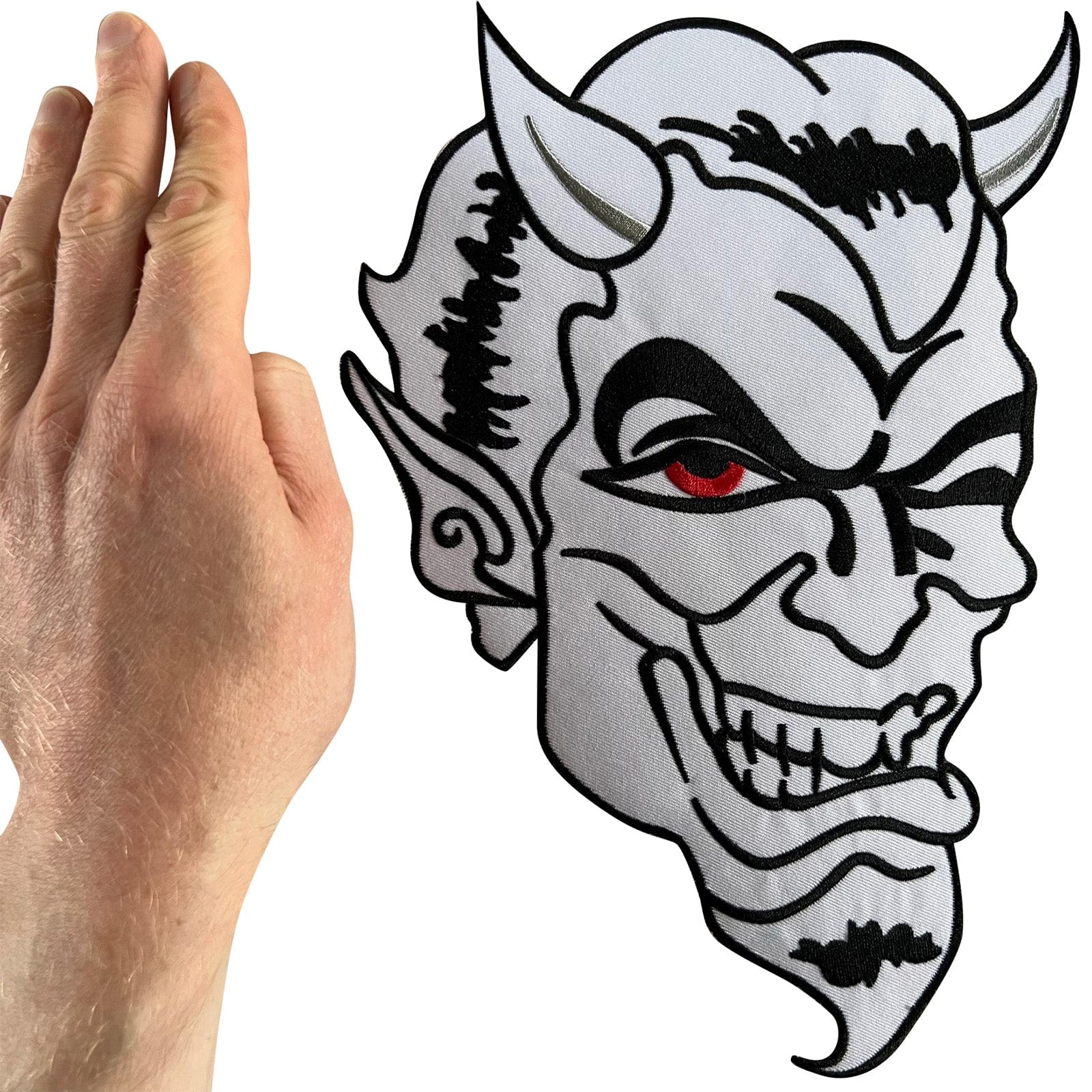 Big Large White Devil Patch Iron On Sew On Embroidered Badge Embroidery Applique