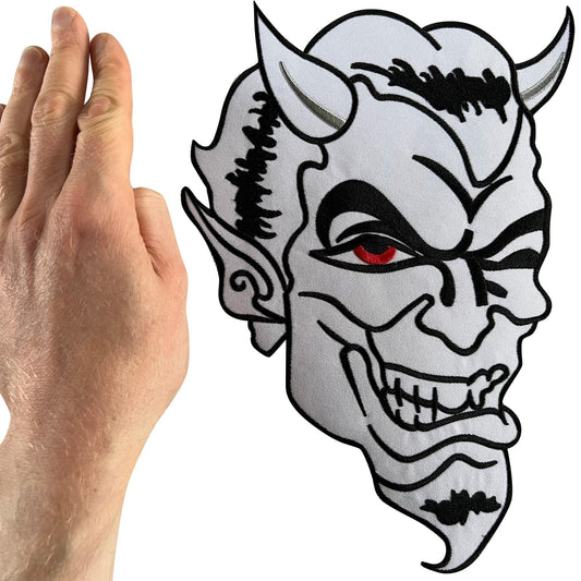 Big Large White Devil Patch Iron On Sew On Embroidered Badge Embroidery Applique