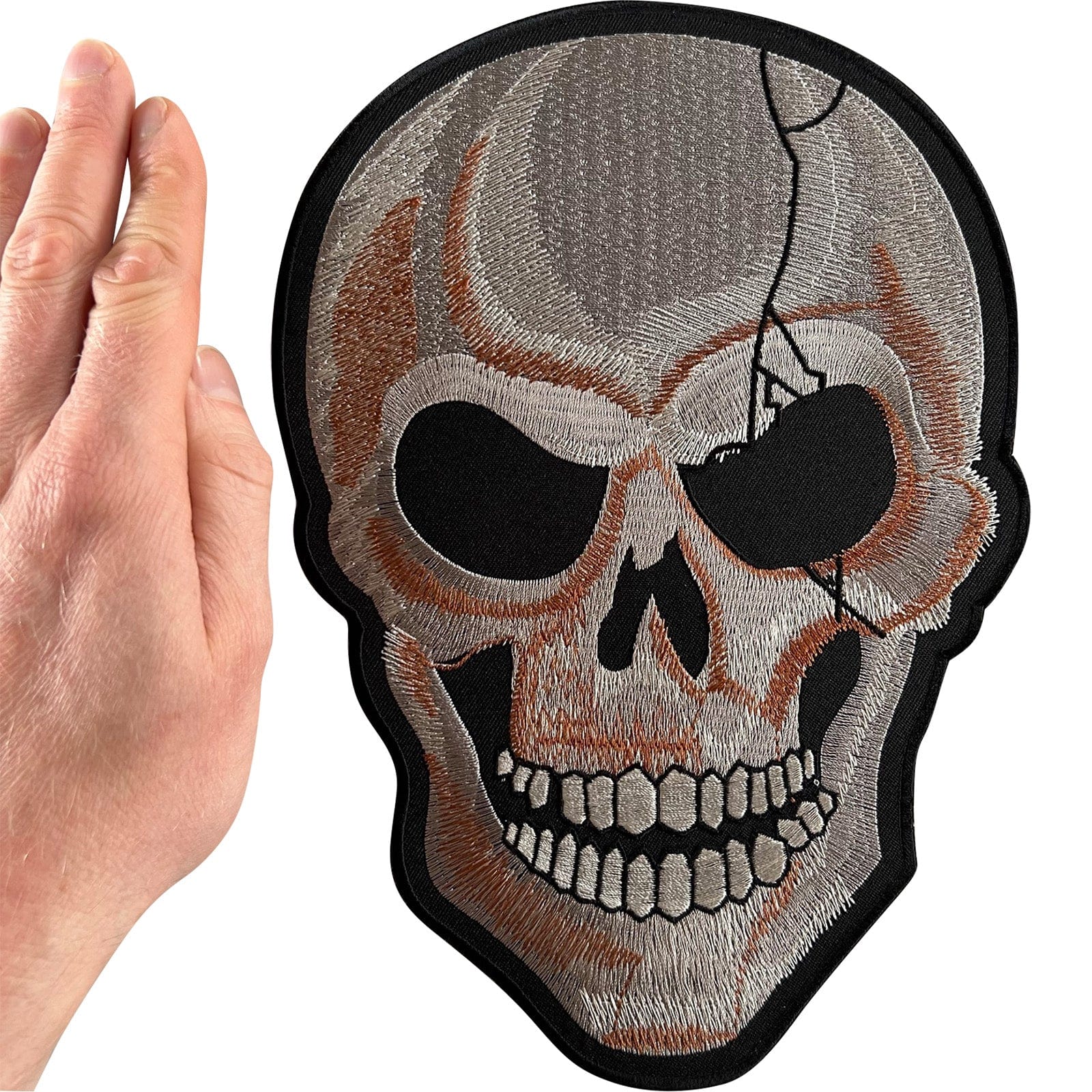 Big Skull Patch Iron Sew On Clothes Jacket Coat T Shirt Large Embroidered Badge