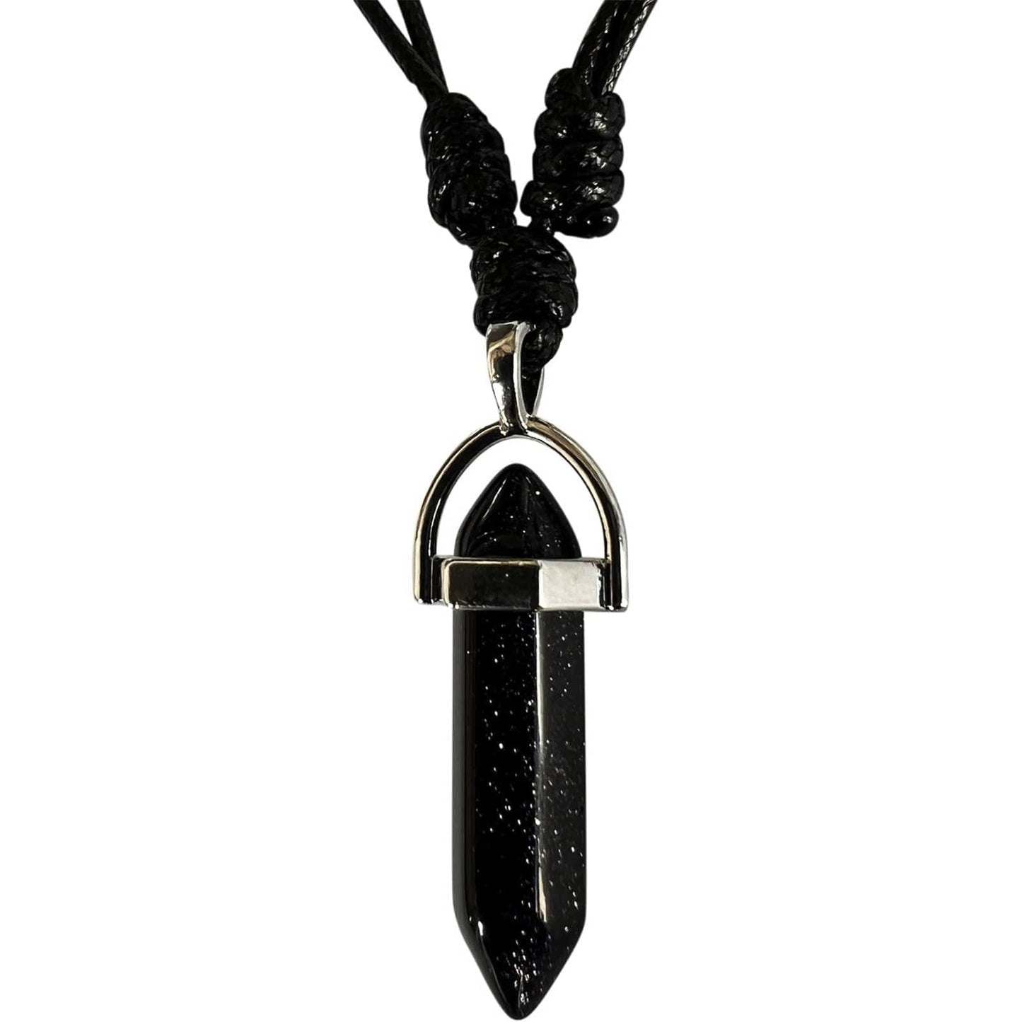 Black Blue Goldstone Crystal Necklace Pendant Womens Mens Girls Quartz Jewellery