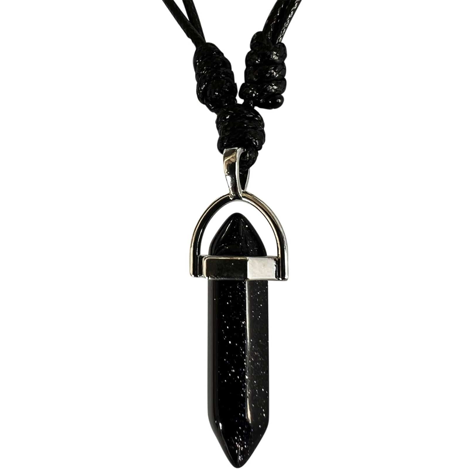 Black Blue Goldstone Crystal Necklace Pendant Womens Mens Girls Quartz Jewellery