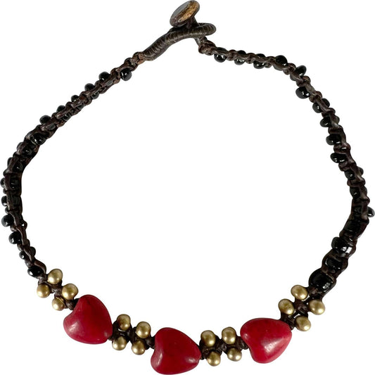 Black Brown Gold Red Heart Anklet Foot Chain Ankle Bracelet Women Girl Jewellery
