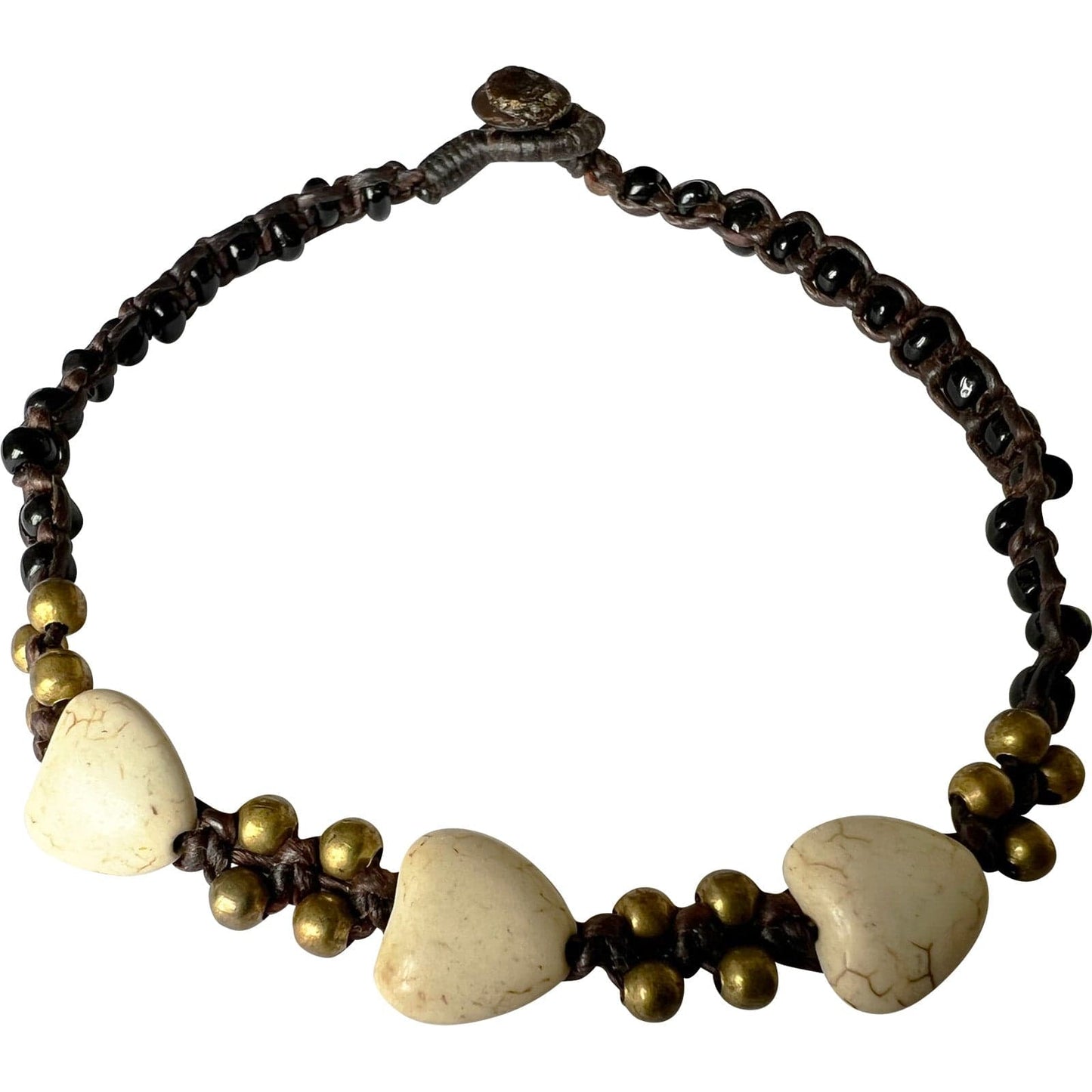 Black Brown Gold White Heart Anklet Foot Chain Ankle Bracelet Womens Jewellery