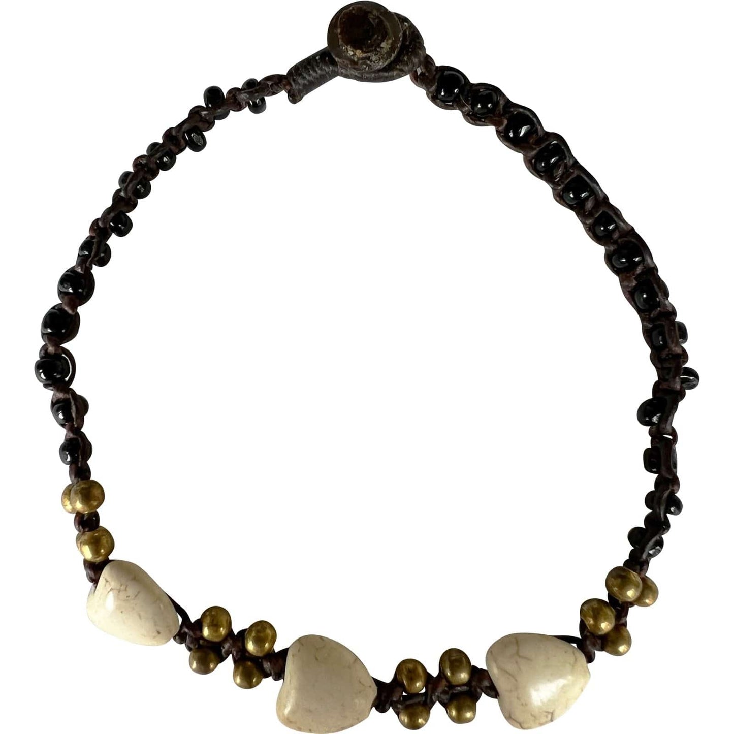 Black Brown Gold White Heart Anklet Foot Chain Ankle Bracelet Womens Jewellery