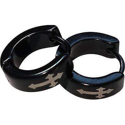 Black Jesus Cross Hoop Huggie Stud Earrings Mens Womens Ladies Mans Jewellery Black Jesus Cross Hoop Huggie Stud Earrings Mens Womens Ladies Mans Jewellery