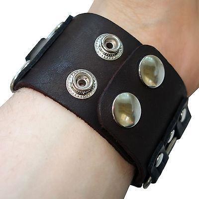 Black Leather Bracelet Wristband Bangle Mens Womens Ladies Boys Girls Jewellery