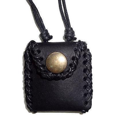 Black Leather Passport Photo Picture Locket Pendant Chain Necklace Mens Ladies