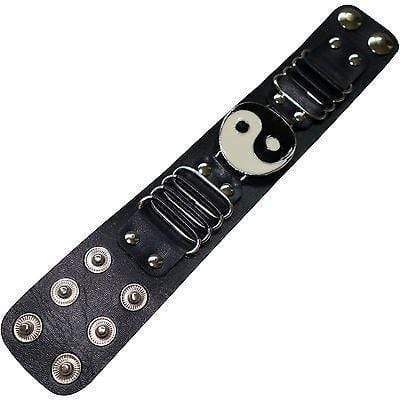 Black Leather Yin and Yang Bracelet Wristband Feng Shui Yoga Fashion Jewellery Black Leather Yin and Yang Bracelet Wristband Feng Shui Yoga Fashion Jewellery