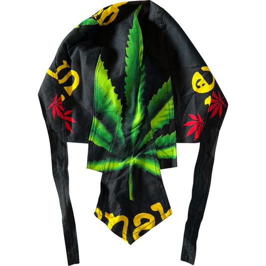 Black Rasta Cannabis Leaf Bandana Biker Durag Motorbike Hat Cap Hair Head Scarf