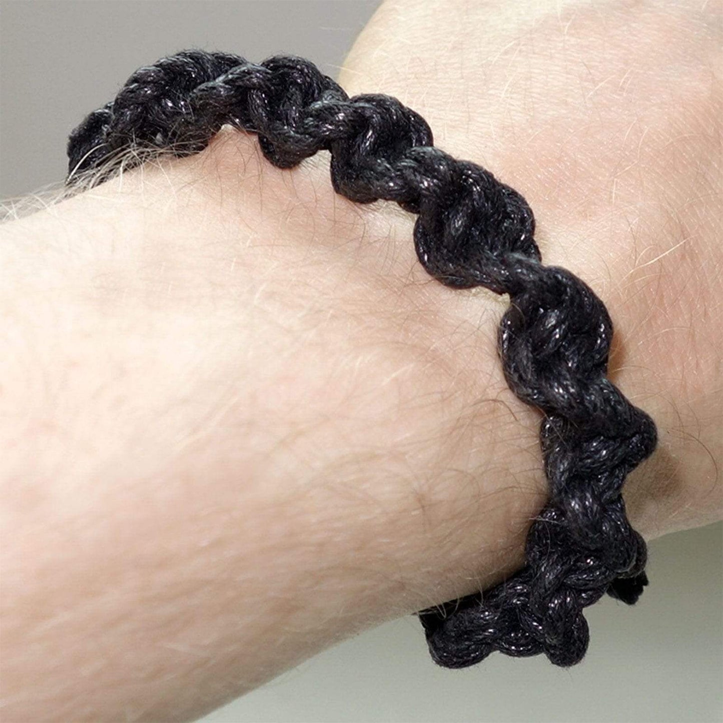 Black Rope Cord Chunky Surfer Bracelet Wristband Bangle Mans Womens Boys Girls