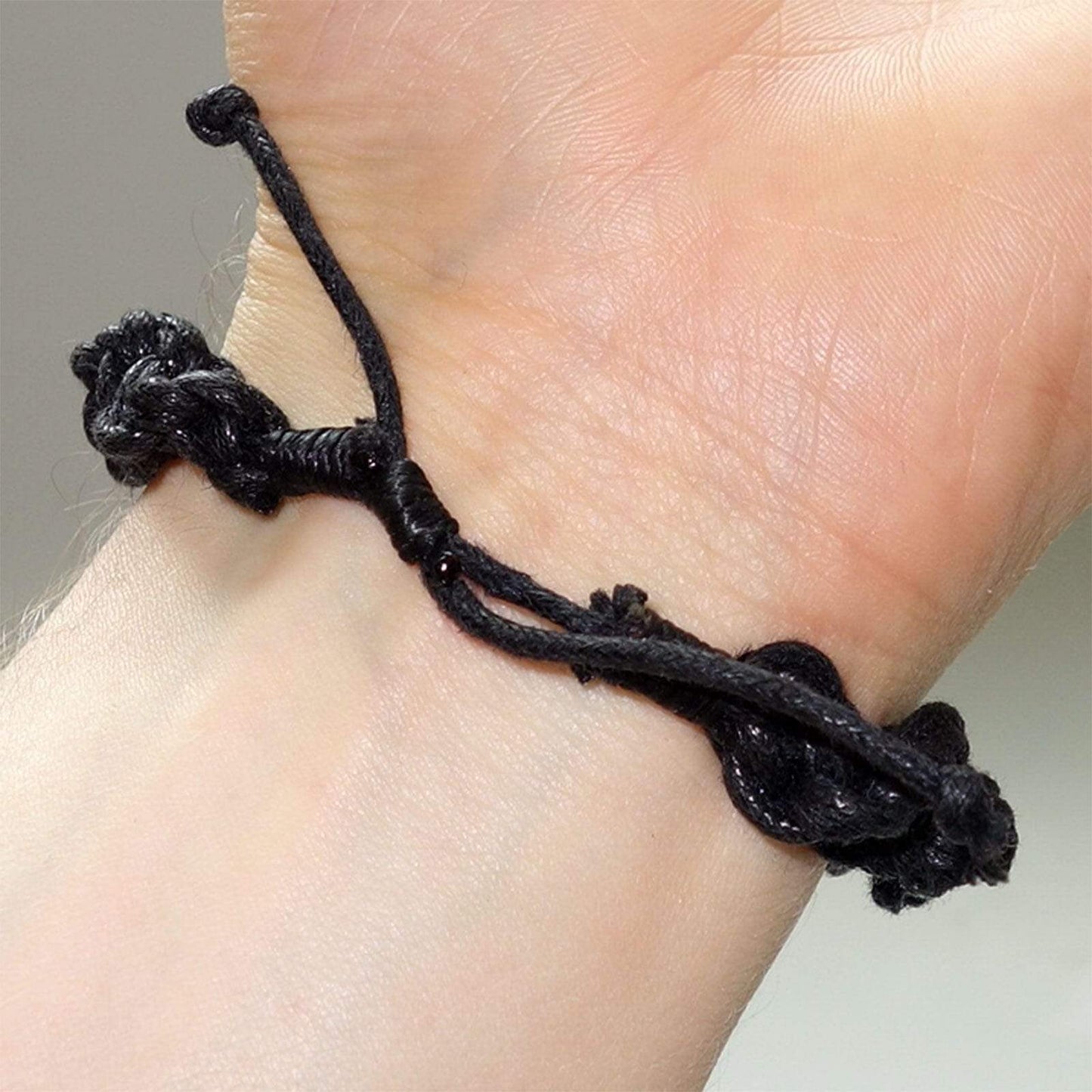 Black Rope Cord Chunky Surfer Bracelet Wristband Bangle Mans Womens Boys Girls