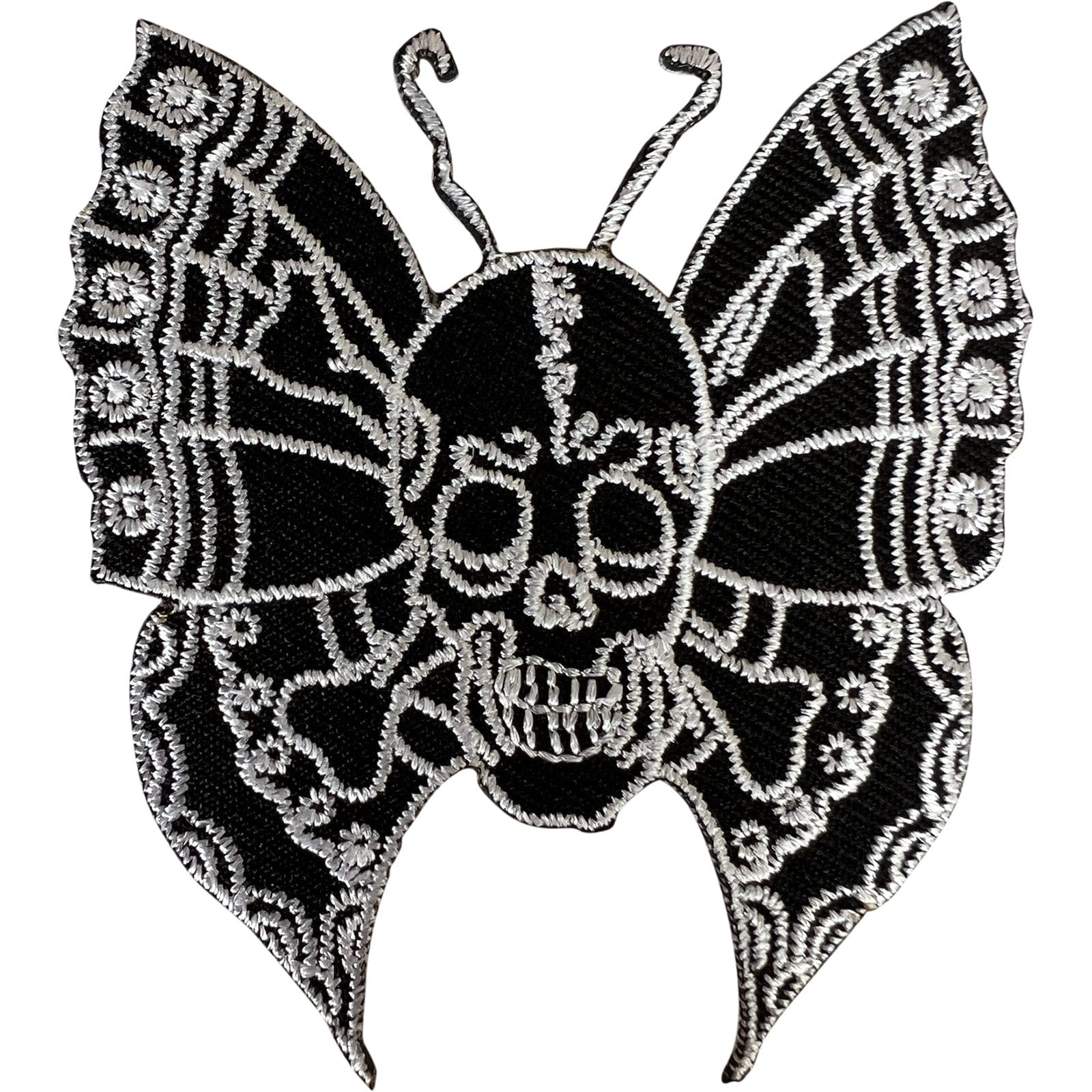 Black Skull Butterfly Patch Iron Sew On Shirt Jean Jacket Goth Embroidered Badge