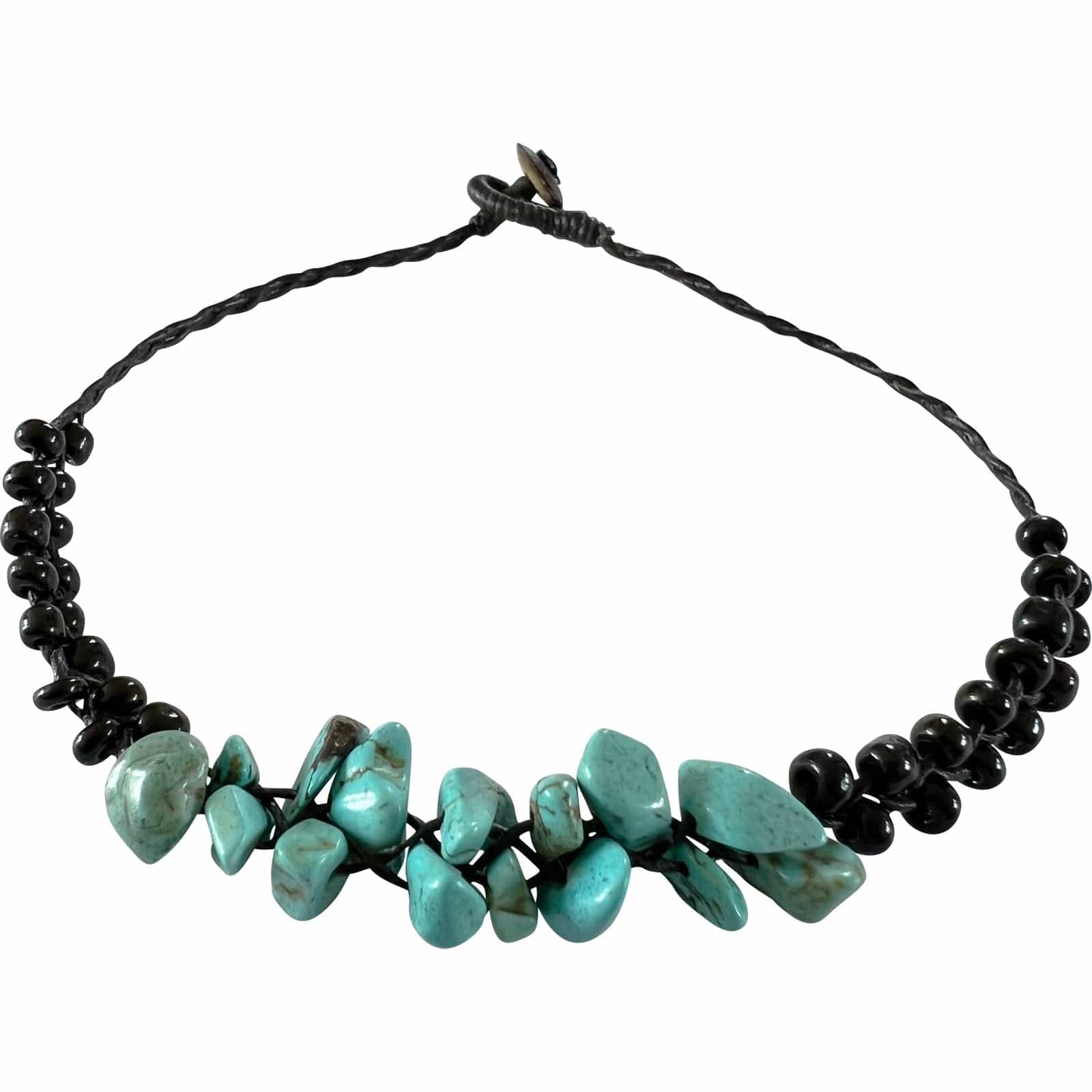 Black Turquoise Beads Anklet Cord Foot Chain Ankle Bracelet Handmade Jewellery
