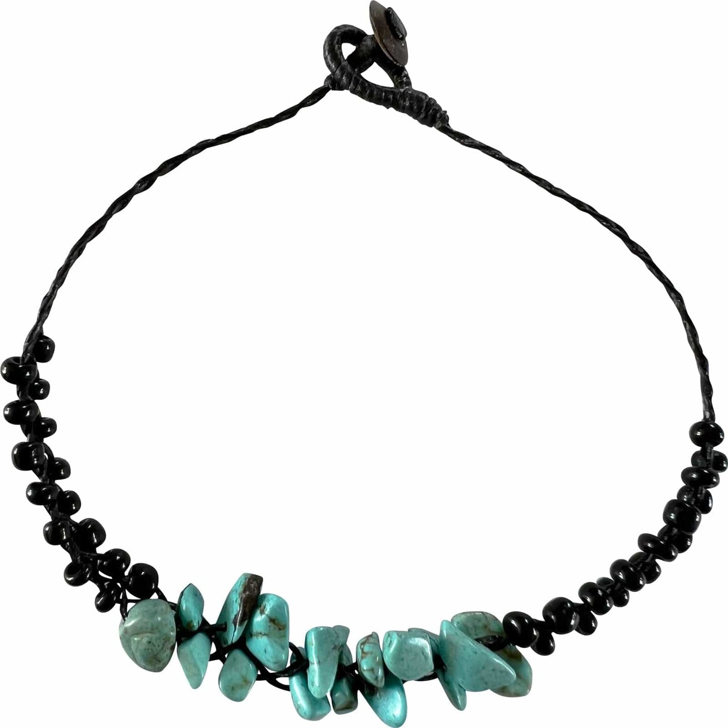 Black Turquoise Beads Anklet Cord Foot Chain Ankle Bracelet Handmade Jewellery