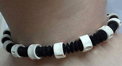 Black Wood Bead Fish Bone Necklace Chain Choker for Men Women Boy Girl Jewellery Black Wood Bead Fish Bone Necklace Chain Choker for Men Women Boy Girl Jewellery