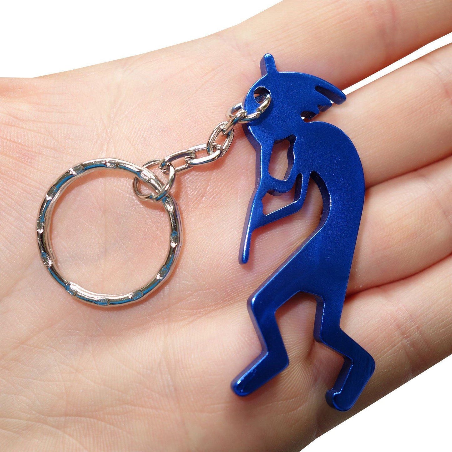 Blue Flute Player Key Ring Chain Fob Bottle Opener Keyring Keychain Bag Charm