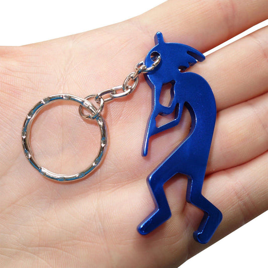 Blue Flute Player Key Ring Chain Fob Bottle Opener Keyring Keychain Bag Charm