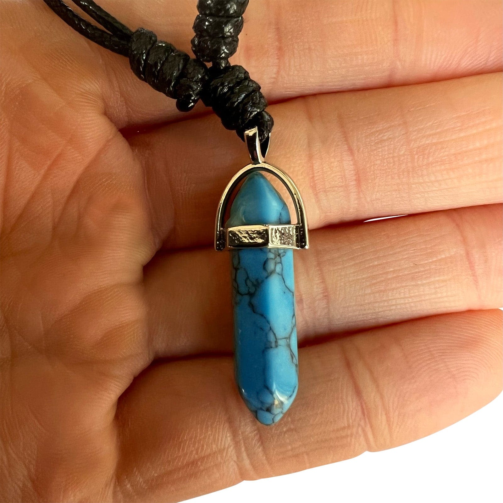 Blue Howlite Crystal Necklace Pendant Womens Mens Girls Natural Gemstone Jewellery