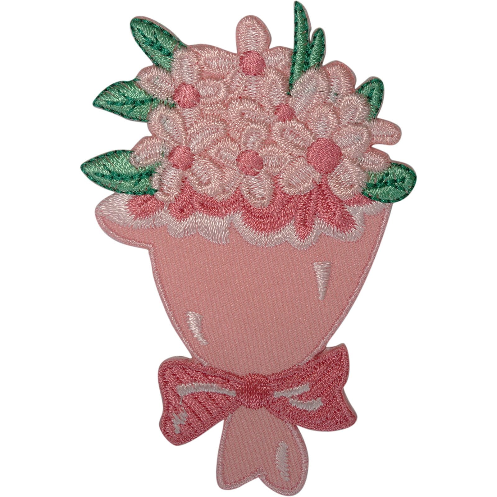 Bouquet of Pink Flowers Patch Iron Sew On Clothes Arts Crafts Embroidered Badge