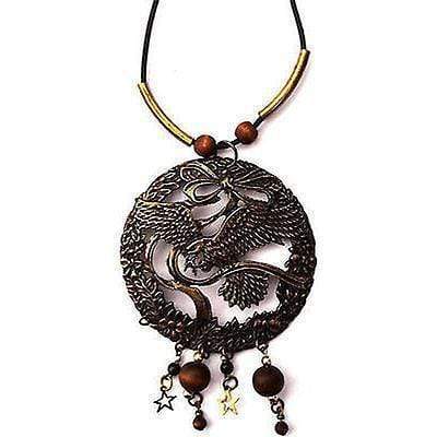 Brass Eagle Pendant Long Leather Chain Necklace Womens Ladies Girls Jewellery