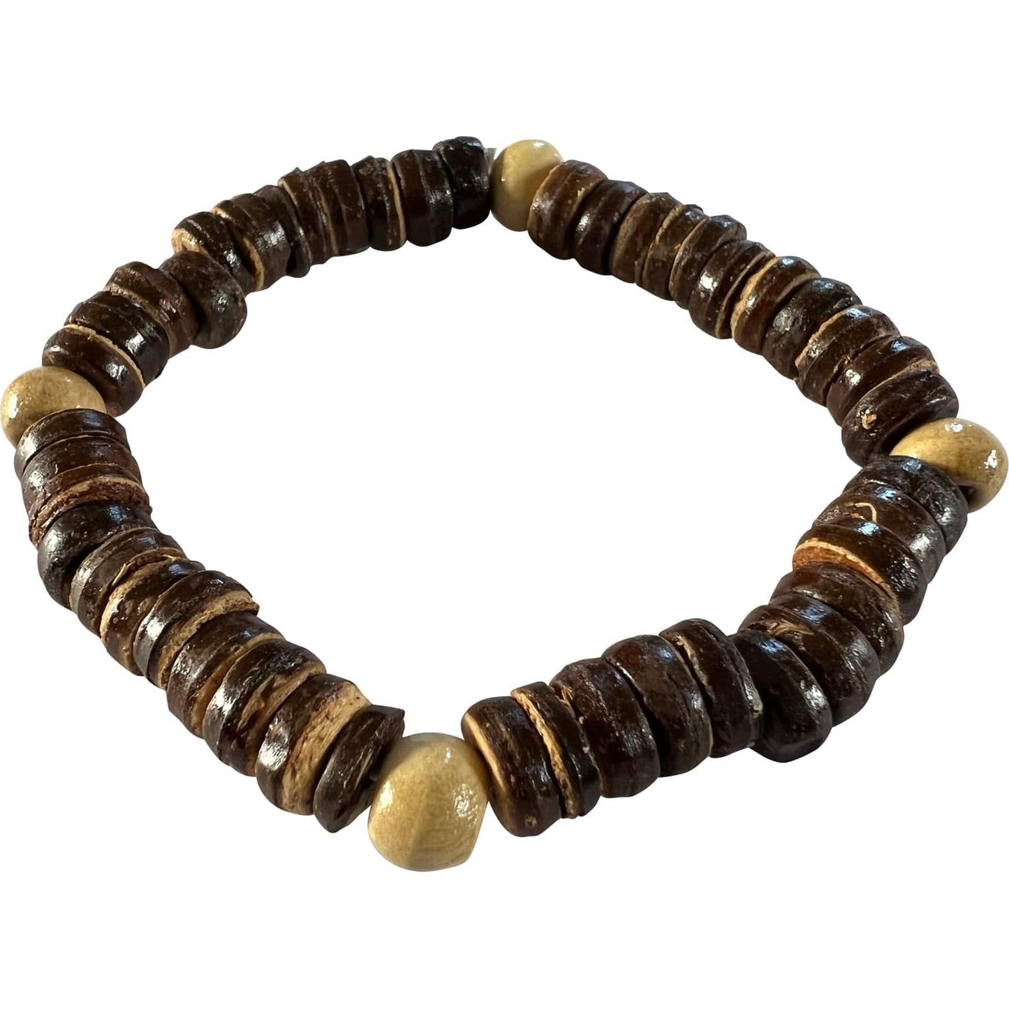 Brown Beaded Wood Bracelet Wristband Bangle Wooden Beads Mens Handmade Jewellery