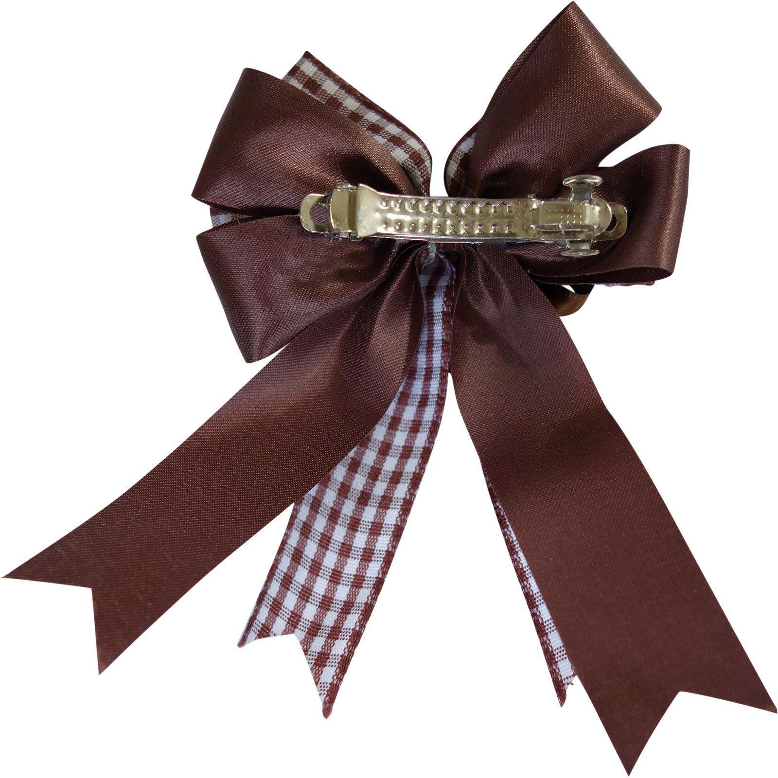 Brown Bow Hair Clip Ribbon Grip Clasp Barrette Girls Childrens Kids Accessories