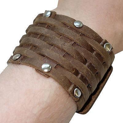 Brown Leather Bracelet Wristband Bangle Mens Womens Ladies Girls Boys Childrens