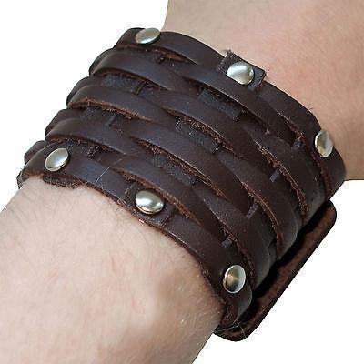 Brown Leather Studs Bracelet Wristband Bangle Mens Womens Ladies Girls Boys Kids Brown Leather Studs Bracelet Wristband Bangle Mens Womens Ladies Girls Boys Kids