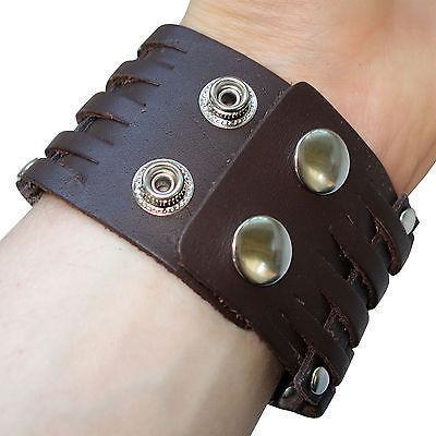 Brown Leather Studs Bracelet Wristband Bangle Mens Womens Ladies Girls Boys Kids Brown Leather Studs Bracelet Wristband Bangle Mens Womens Ladies Girls Boys Kids
