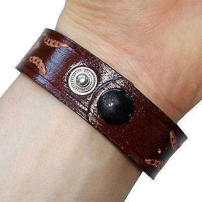 Brown Leather Turquoise Stone Bracelet Wristband Bangle Mens Womens Jewellery Brown Leather Turquoise Stone Bracelet Wristband Bangle Mens Womens Jewellery