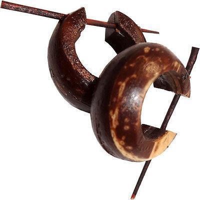 Brown Wooden Hoop Stick Earrings Handmade Jewellery Tribal Earings Mens Ladies