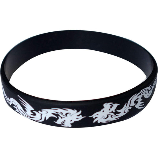 Chinese Dragon Rubber Wristband Silicone Bracelet Bangle Mens Ladies Jewellery