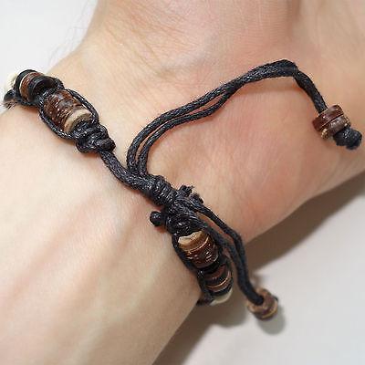 Cool Surfer Wood Beads Charm Bracelet Beads Wristband Bangle Mens Ladies Jewelry
