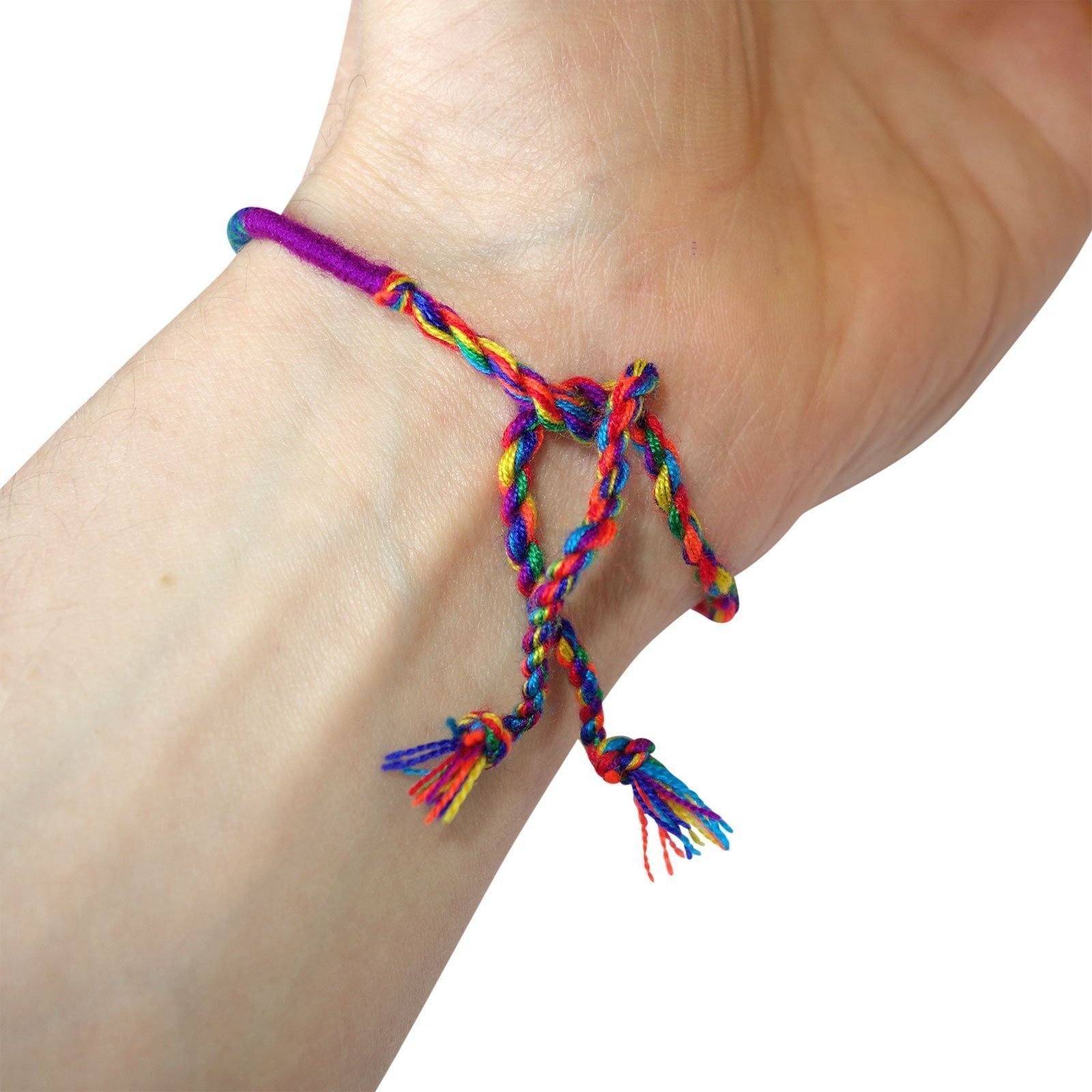 Cotton Rainbow Bracelet Wristband Bangle Mens Womens Ladies Boys Girls Jewellery